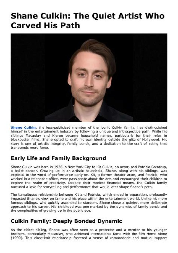 Unveiling the Life and Career of Shane Culkin