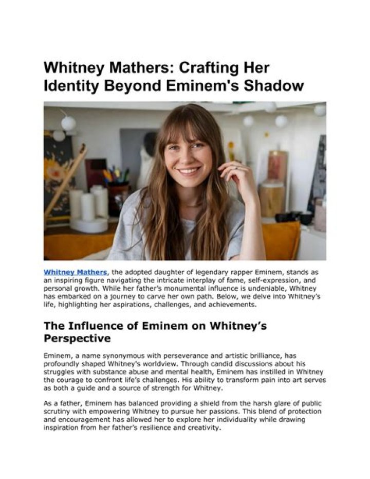 Unveiling the Life of Whitney Mathers: A Journey Beyond Eminem's Shadow